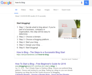 Google Search showing Featured snippets in search