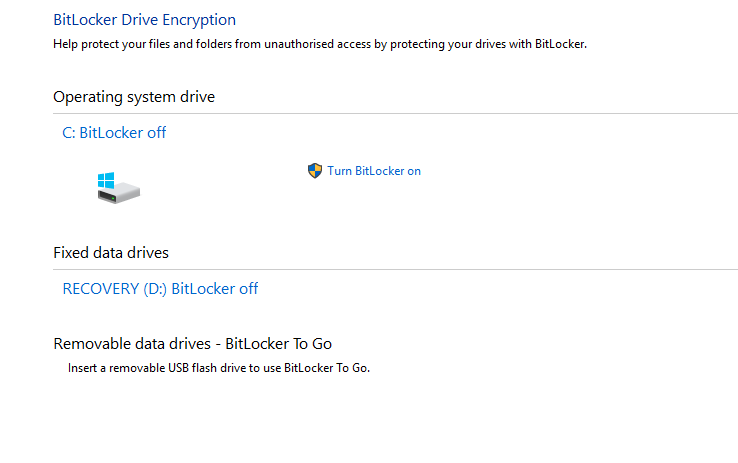 bitlocker drive encryption